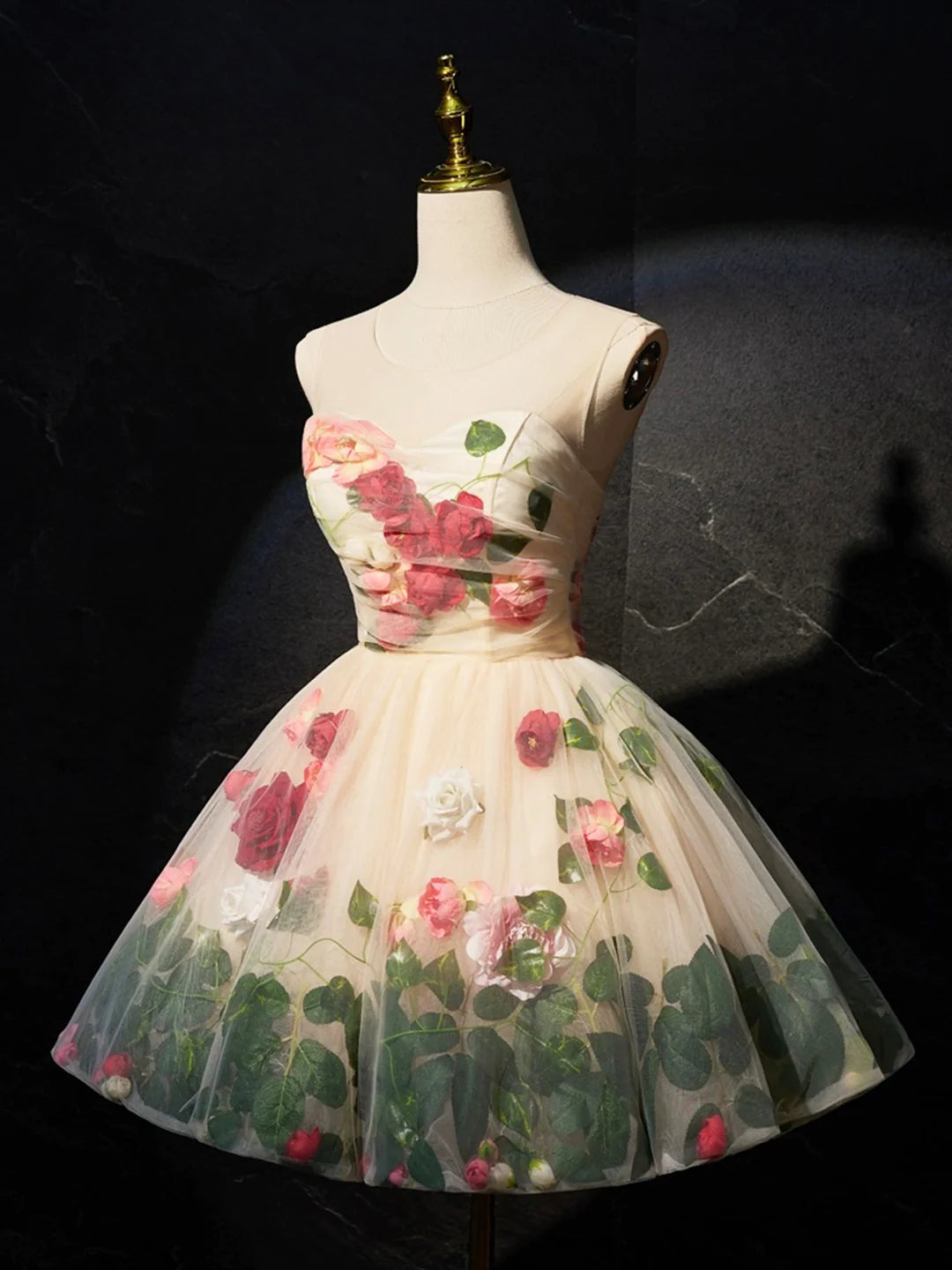Chic Homecoming Dress Sweetheart Lace Flower Short Prom Dress Back to School Outfits Party Dress  D6088