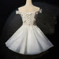 Chic Homecoming Dress Off the Shoulder Lace Flower Short Prom Dress Back to School Outfits Party Dress  D6087