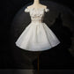 Chic Homecoming Dress Off the Shoulder Lace Flower Short Prom Dress Back to School Outfits Party Dress  D6087