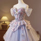 Chic Homecoming Dress Off shoulder Tulle Flower Applique Flower Short Prom Dress Back to School Outfits Party Dress  D6037