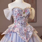 Chic Homecoming Dress Off shoulder Tulle Flower Applique Flower Short Prom Dress Back to School Outfits Party Dress  D6037