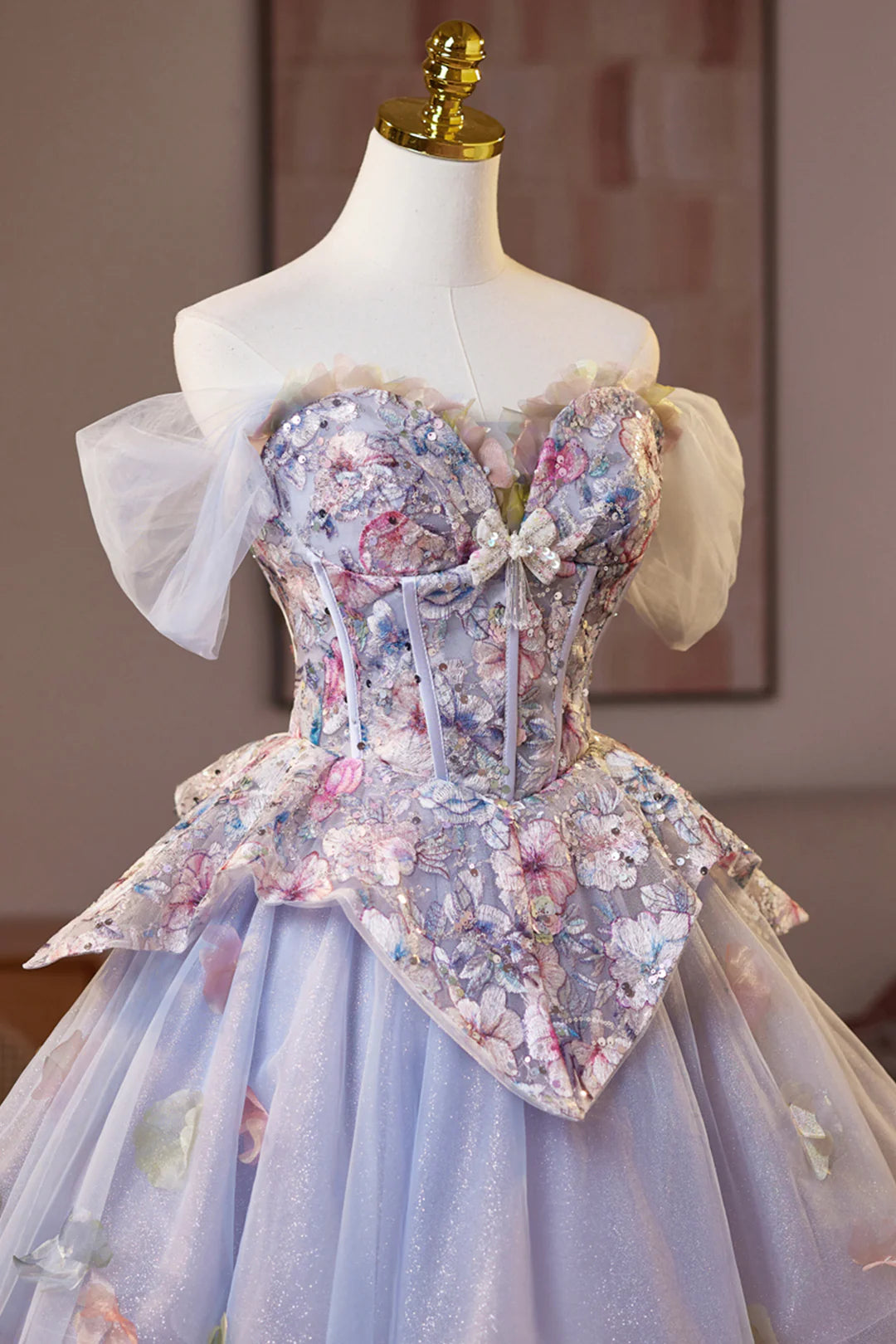 Chic Homecoming Dress Off shoulder Tulle Flower Applique Flower Short Prom Dress Back to School Outfits Party Dress  D6037
