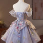 Chic Homecoming Dress Off shoulder Tulle Flower Applique Flower Short Prom Dress Back to School Outfits Party Dress  D6037