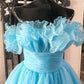 Chic Homecoming Dress Strapless Organza Pleated Short Prom Dress Back to School Outfits Party Dress  D6089
