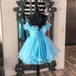 Chic Homecoming Dress Strapless Organza Pleated Short Prom Dress Back to School Outfits Party Dress  D6089