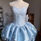 Cute Homecoming Dress Sweetheart Blue Prom Dress Cocktail Dress Birthday Party Dress Back to School Outfits   D2528