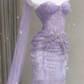 Mermaid light purple evening dress detail view 