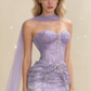 Mermaid light purple evening dress model wear 