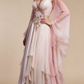 Ombre pink a line prom dress model view 