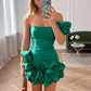 New Homecoming Dress One Shoulder Pleated Back to School Outfits Party Dress D7593