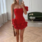 New Homecoming Dress One Shoulder Pleated Back to School Outfits Party Dress D7593