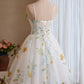 Chic Homecoming Dress Spaghetti Straps Floral Tulle Lace Embroidery  Short Prom Dress Back to School Outfits Party Dress  D6024