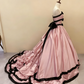 Pink satin ball gown sode view for party