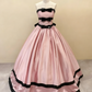 Prink satin ball gown front view