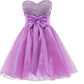 Unique Homecoming Dress Sweetheart Tulle Rinestone Bowknot Back to School Outfits Party Dress D7635