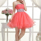 Unique Homecoming Dress Strapless Sequins Rinestone Back to School Outfits Party Dress D7626