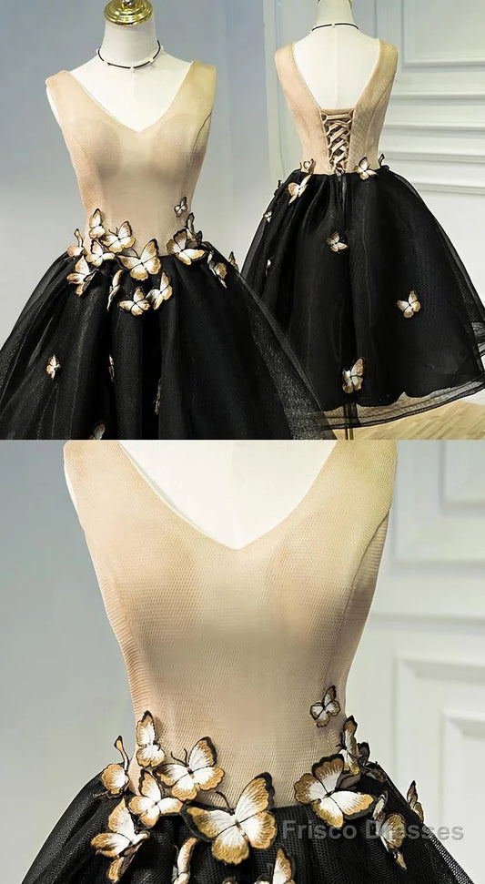 Unique Homecoming Dress V Neck Butterfly Back to School Outfits Party Dress D7636