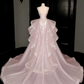 Pink mermaid evening gown with train back view