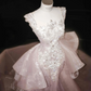 Pink mermaid evening gown detail view