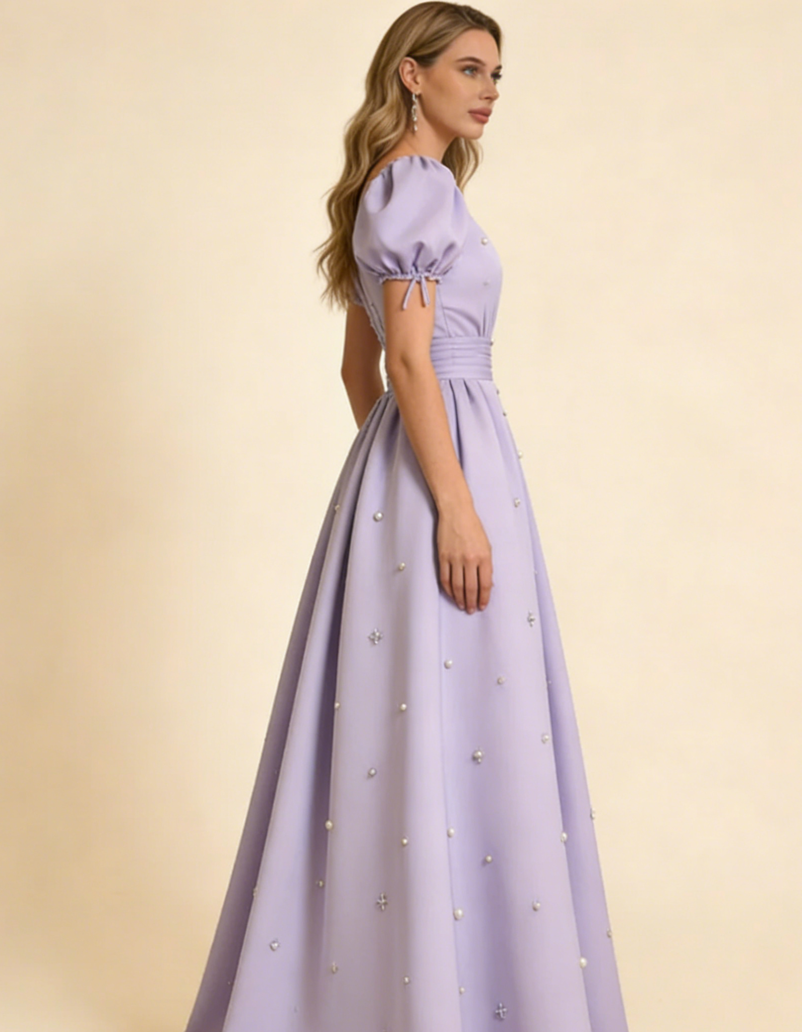 A line light purple formal dress for prom