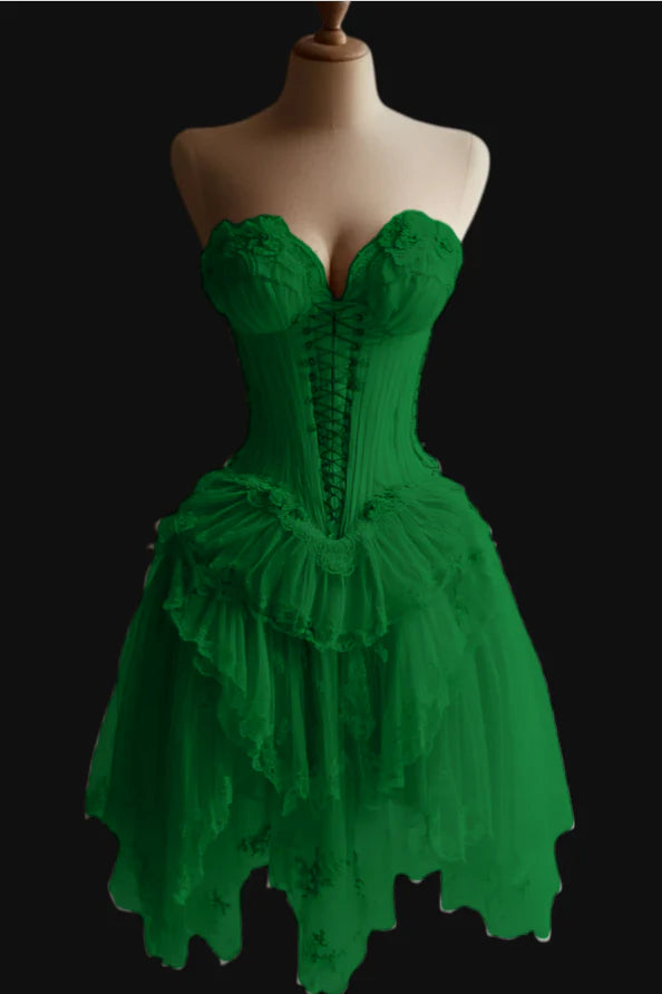 New Homecoming Dress Sweetheart Tulle Flower Applique Cascade Back to School Outfits Party Dress D7562