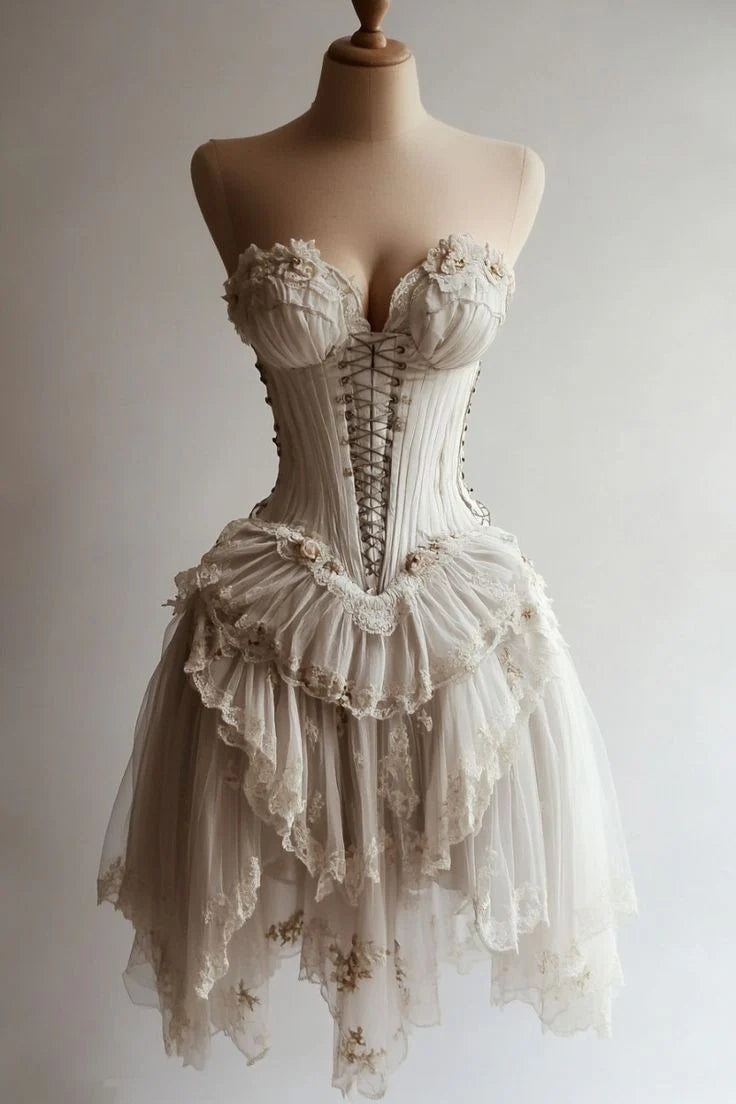 New Homecoming Dress Sweetheart Tulle Flower Applique Cascade Back to School Outfits Party Dress D7562