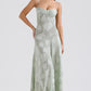 Vintage Floral Jacquard Spaghetti Strap Design Prom Dress Evening Dress D1699
