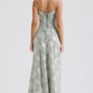 Vintage Floral Jacquard Spaghetti Strap Design Prom Dress Evening Dress D1699