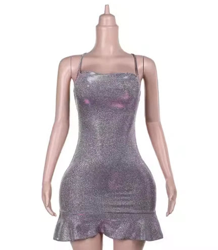 New Homecoming Dress Spaghetti Strap Sequins Hugging Back to School Outfits Party Dress D7555