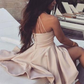 Charming Homecoming Dress V Neck Pleated Back to School Outfits Party Dress  D7498