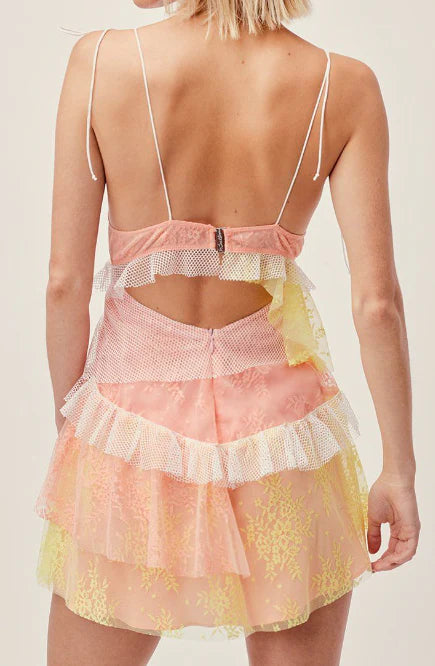 Charming Homecoming Dress Spaghetti Strap Backless Tulle Lace Applique Back to School Outfits Party Dress D7517