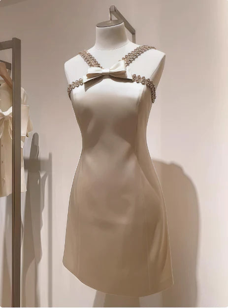 New Homecoming Dress Halter Bowknot Back to School Outfits Party Dress D7598