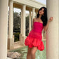 New Homecoming Dress Strapless Flouncing Back to School Outfits Party Dress D7617