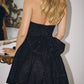 Stunning Homecoming Dress Halter Bowknot Sequins V Neck Back to School Outfits Party Dress D7901