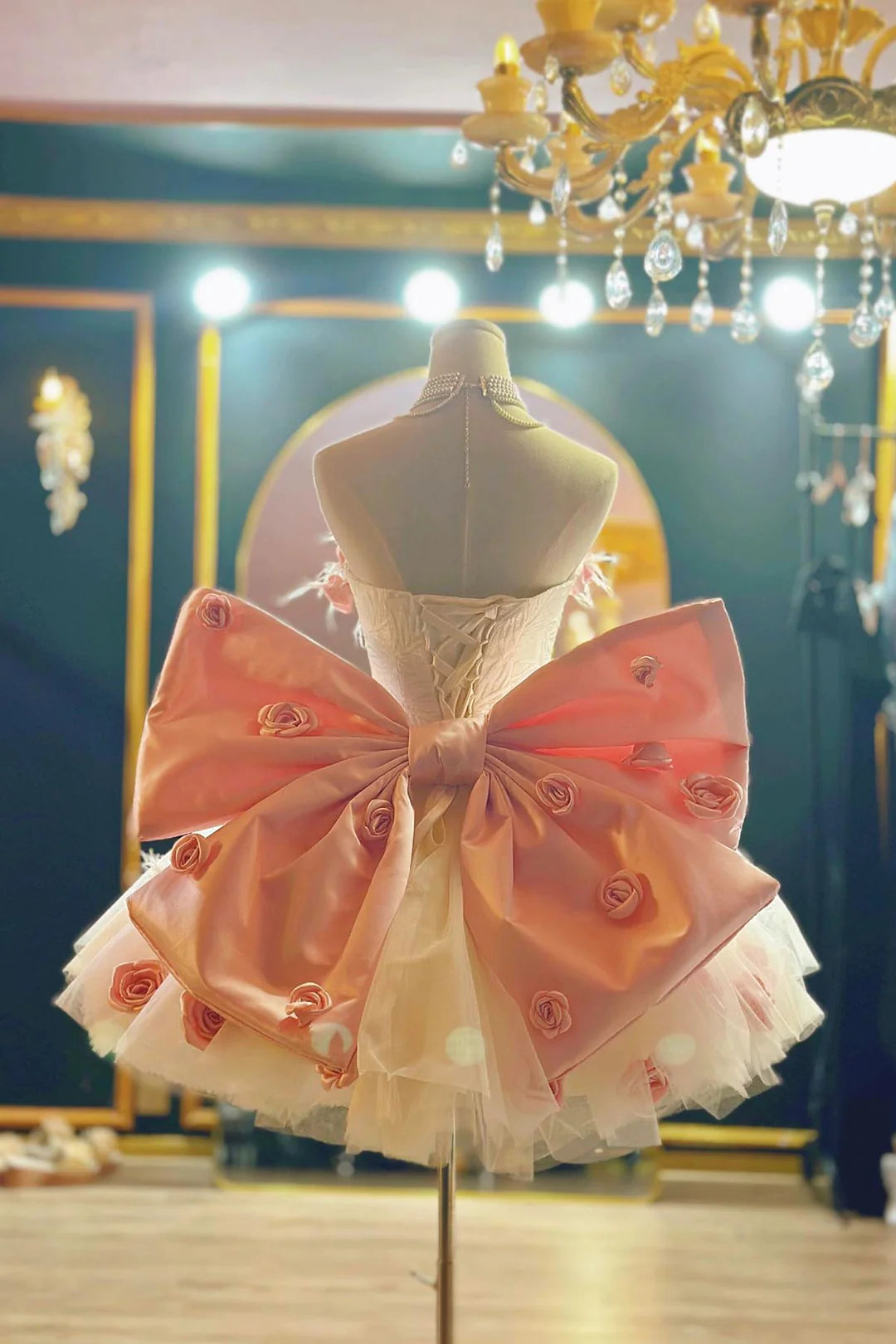 Sweet Homecoming Dress  Sweetheart Tulle Lace Rose Bowknot Short Prom Dress Back to School Outfits Party Dress  D6031