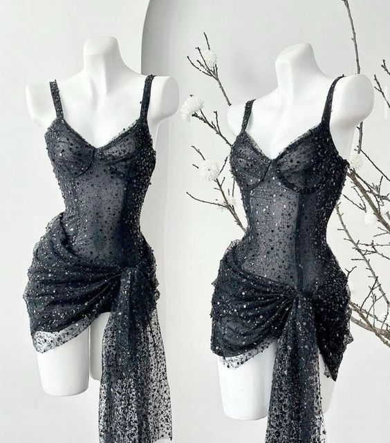 New Homecoming Dress V Neck Sequins Soutache Pleated Back to School Outfits Party Dress D7559