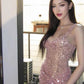 New Homecoming Dress V Neck Sequins Soutache Pleated Back to School Outfits Party Dress D7559