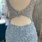 Unique Homecoming Dress Spaghetti Strap V Neck Lace Applique Bead Back to School Outfits Party Dress  D7679