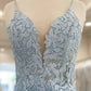 Unique Homecoming Dress Spaghetti Strap V Neck Lace Applique Bead Back to School Outfits Party Dress  D7679