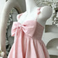 New Homecoming Dress Spaghetti Straps Bow-Knot Back to School Outfits Party Dress D7557