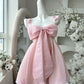New Homecoming Dress Spaghetti Straps Bow-Knot Back to School Outfits Party Dress D7557