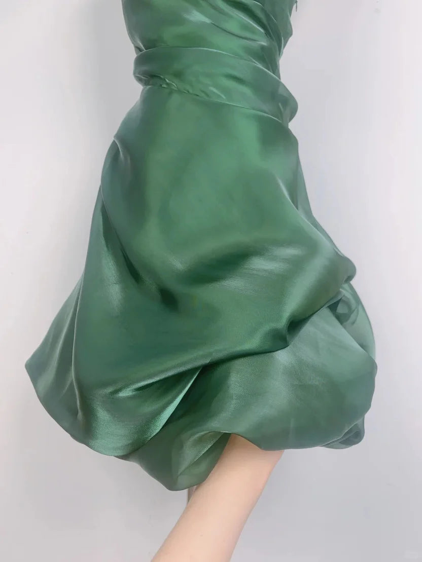 Beautiful Homecoming Dress Halter Pleated Back to School Outfits Party Dress D7288