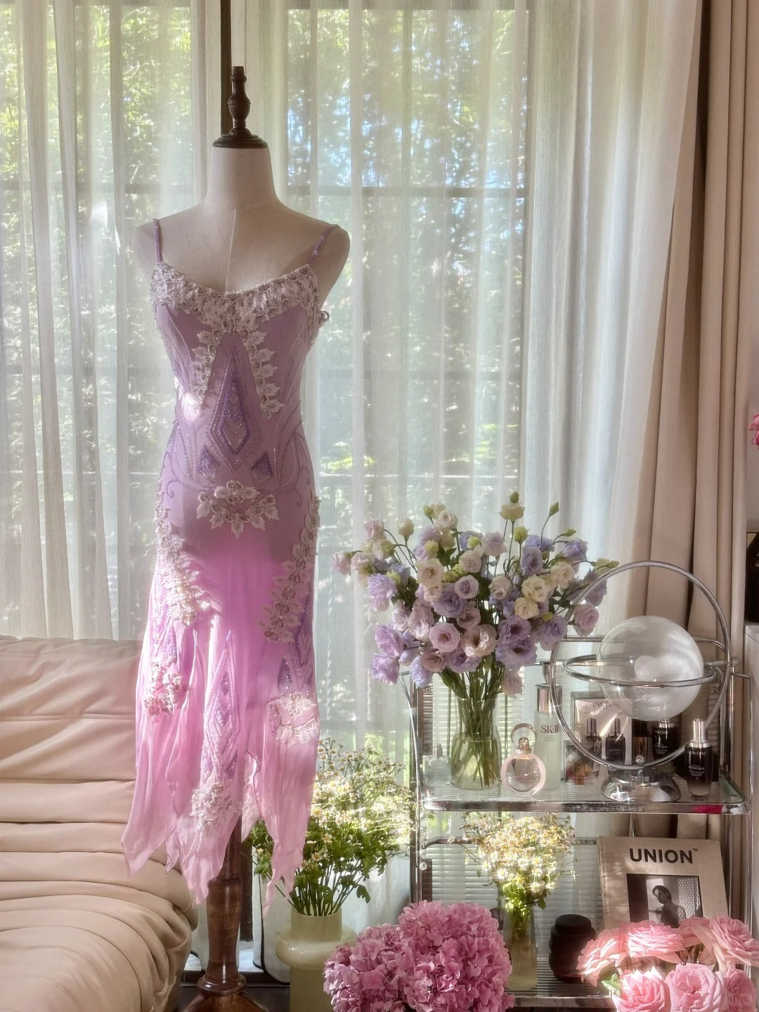 Elegant Homecoming Dress Spaghetti Strap Beading Applique Dress Back to School Outfits Party Dress  D6437