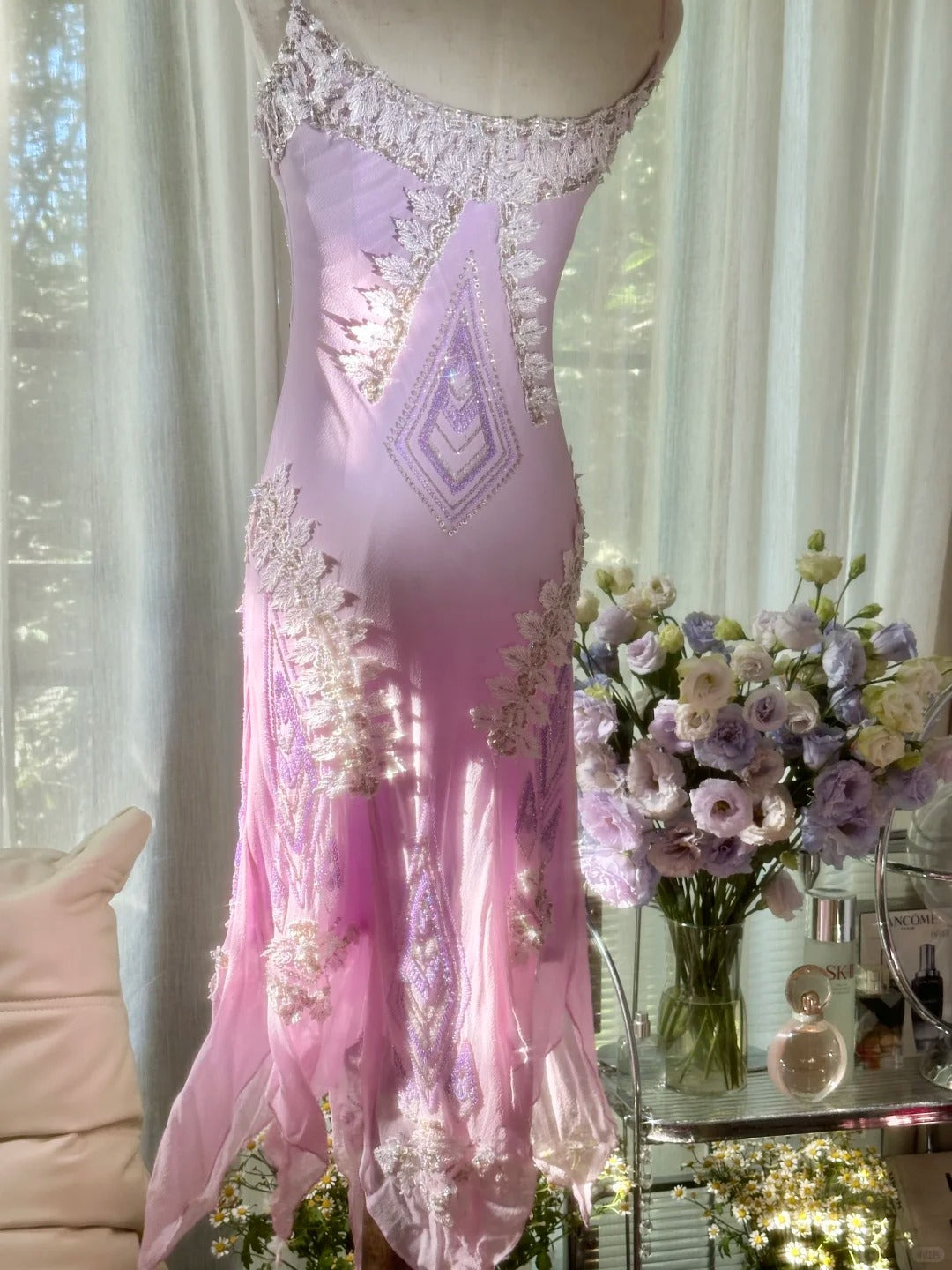 Elegant Homecoming Dress Spaghetti Strap Beading Applique Dress Back to School Outfits Party Dress  D6437