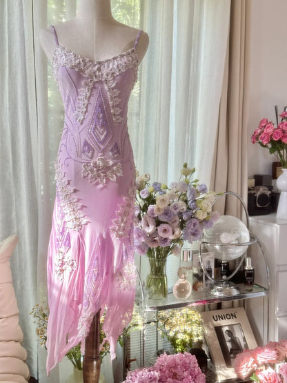 Elegant Homecoming Dress Spaghetti Strap Beading Applique Dress Back to School Outfits Party Dress  D6437