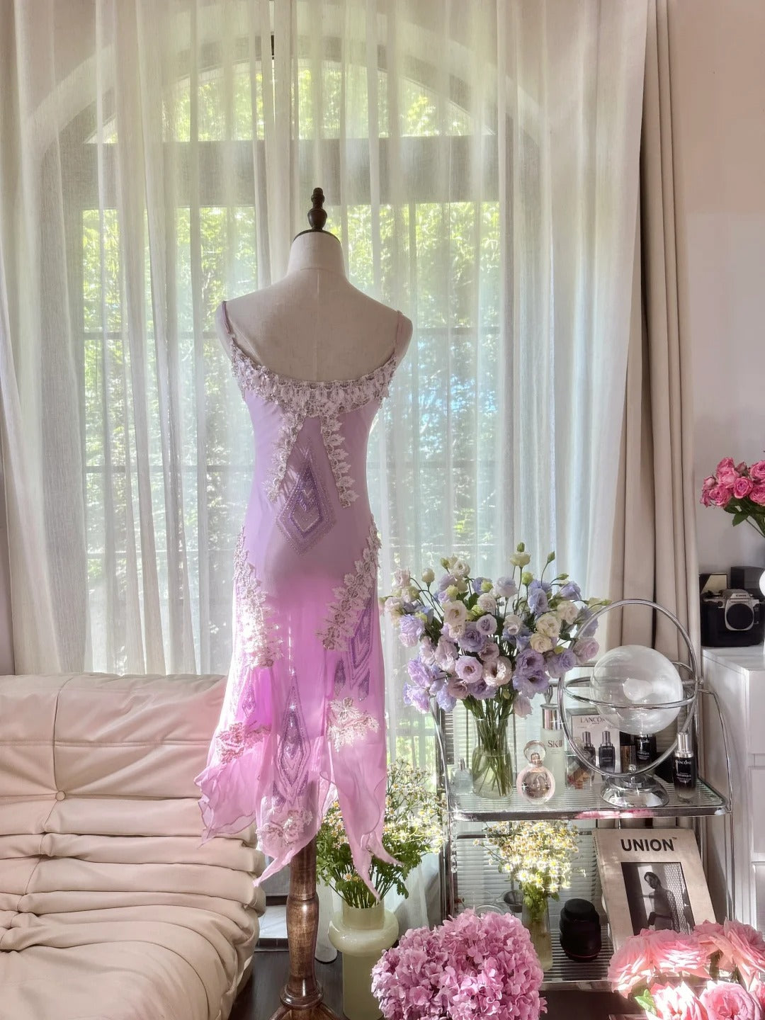 Elegant Homecoming Dress Spaghetti Strap Beading Applique Dress Back to School Outfits Party Dress  D6437