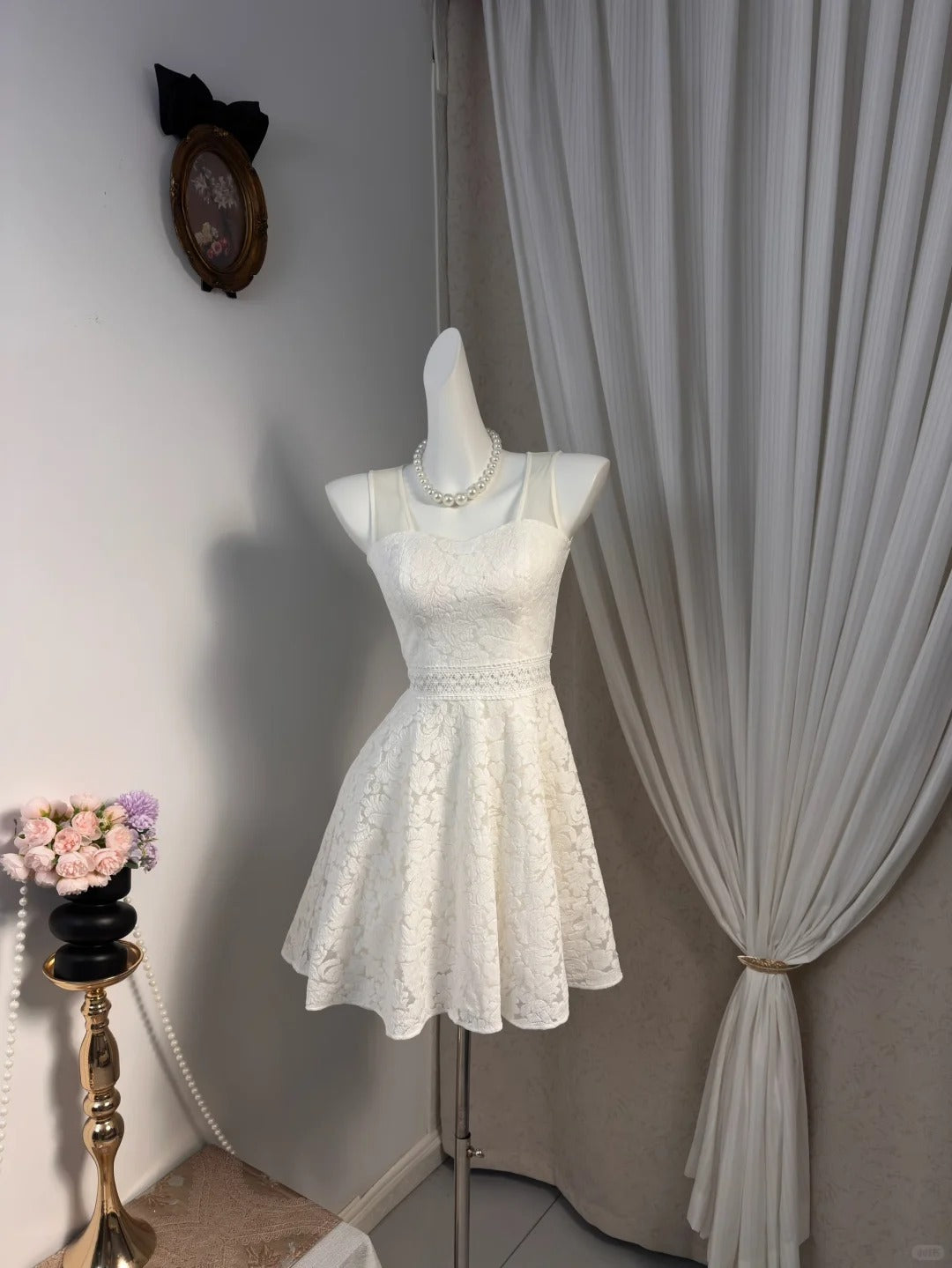 New Homecoming Dress Sheer Sharp Pleated Back to School Outfits Party Dress D6914