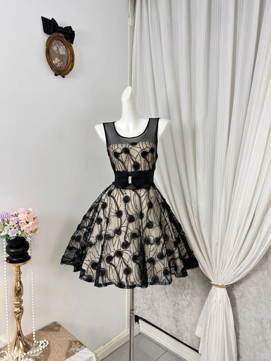 New Homecoming Dress Jewel Pleated Bowknot Rinestone Back to School Outfits Party Dress D6920