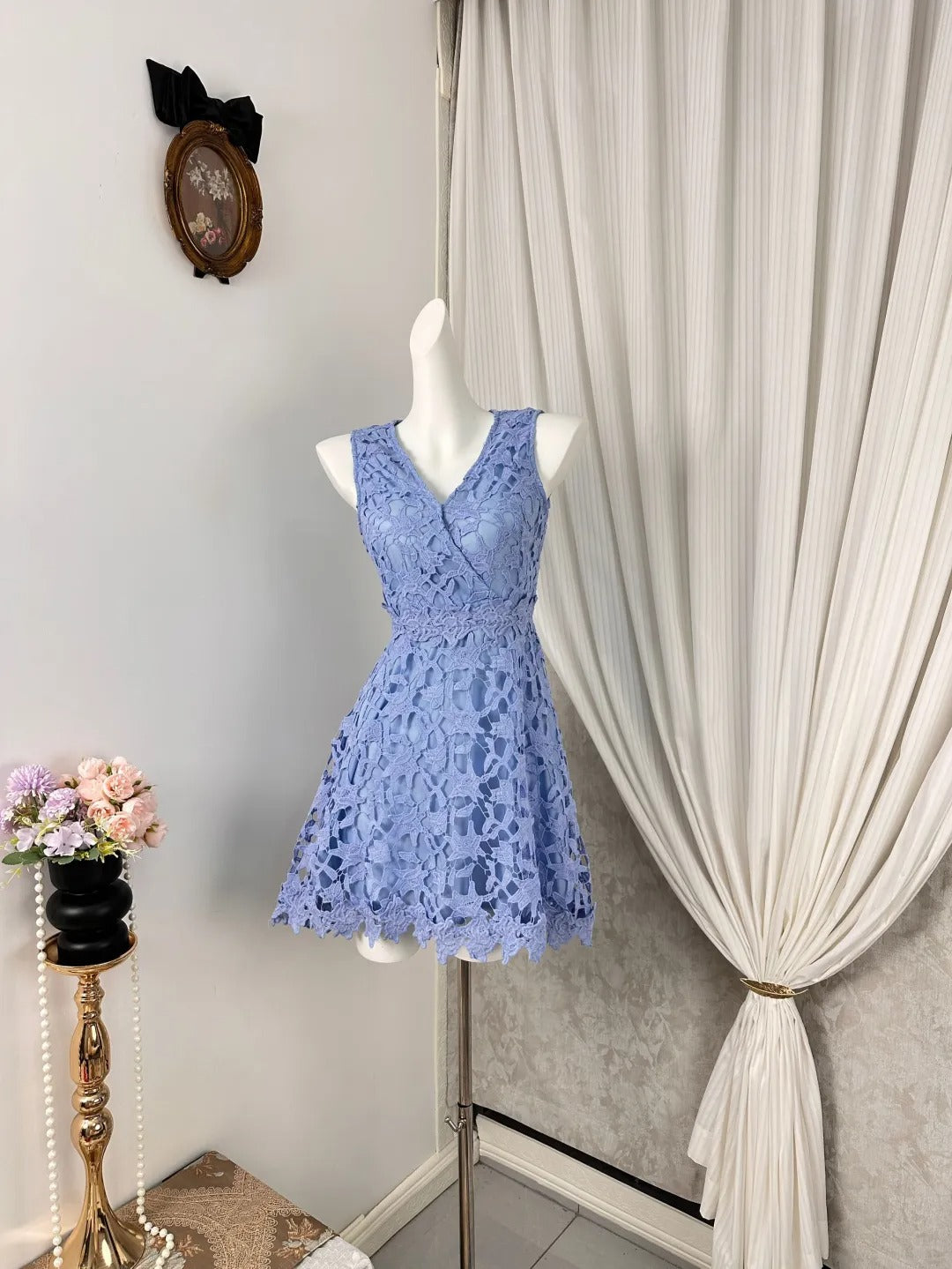 New Homecoming Dress V Neck Bowknot Applique Back to School Outfits Party Dress D6932