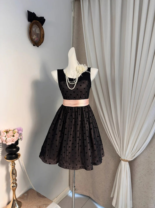 New Homecoming Dress Jewel Pleated Bowknot Back to School Outfits Party Dress D6916